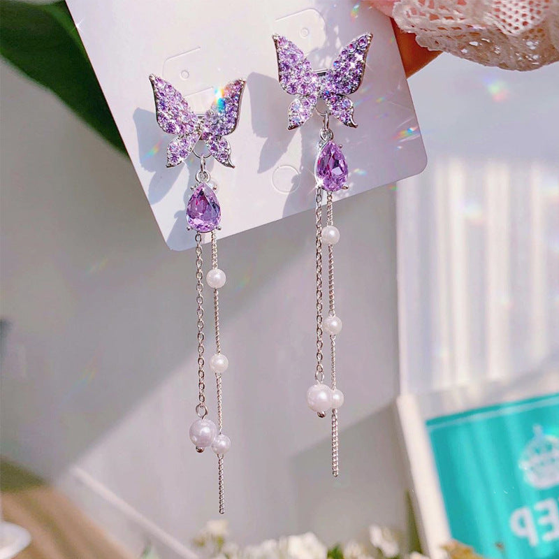 Crystal Butterfly Stud Earrings