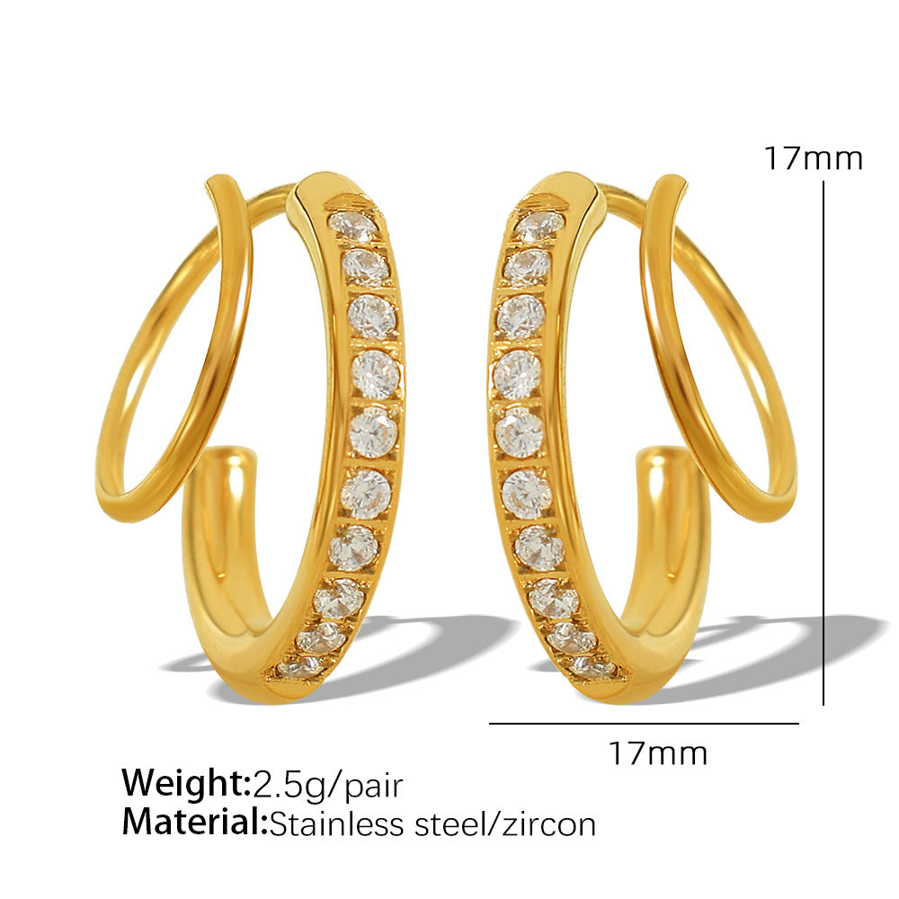 Exaggerated Zircon-Plated Earrings