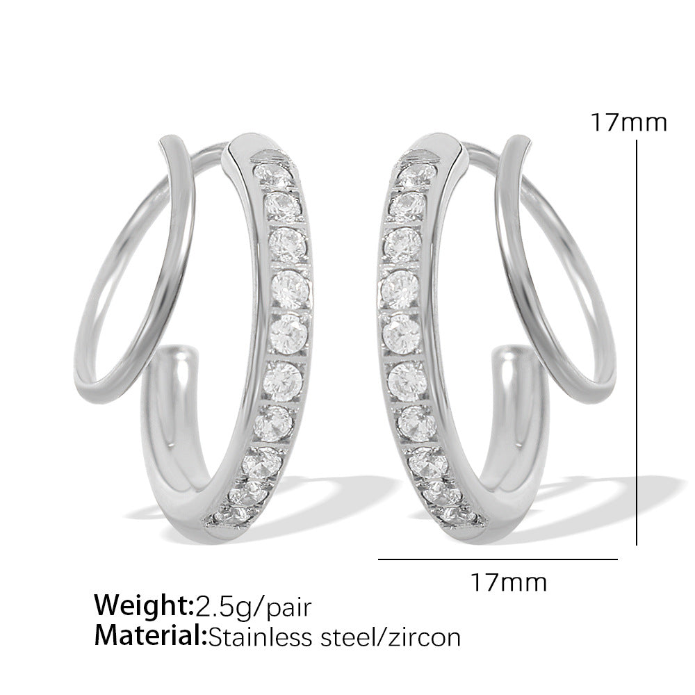 Exaggerated Zircon-Plated Earrings