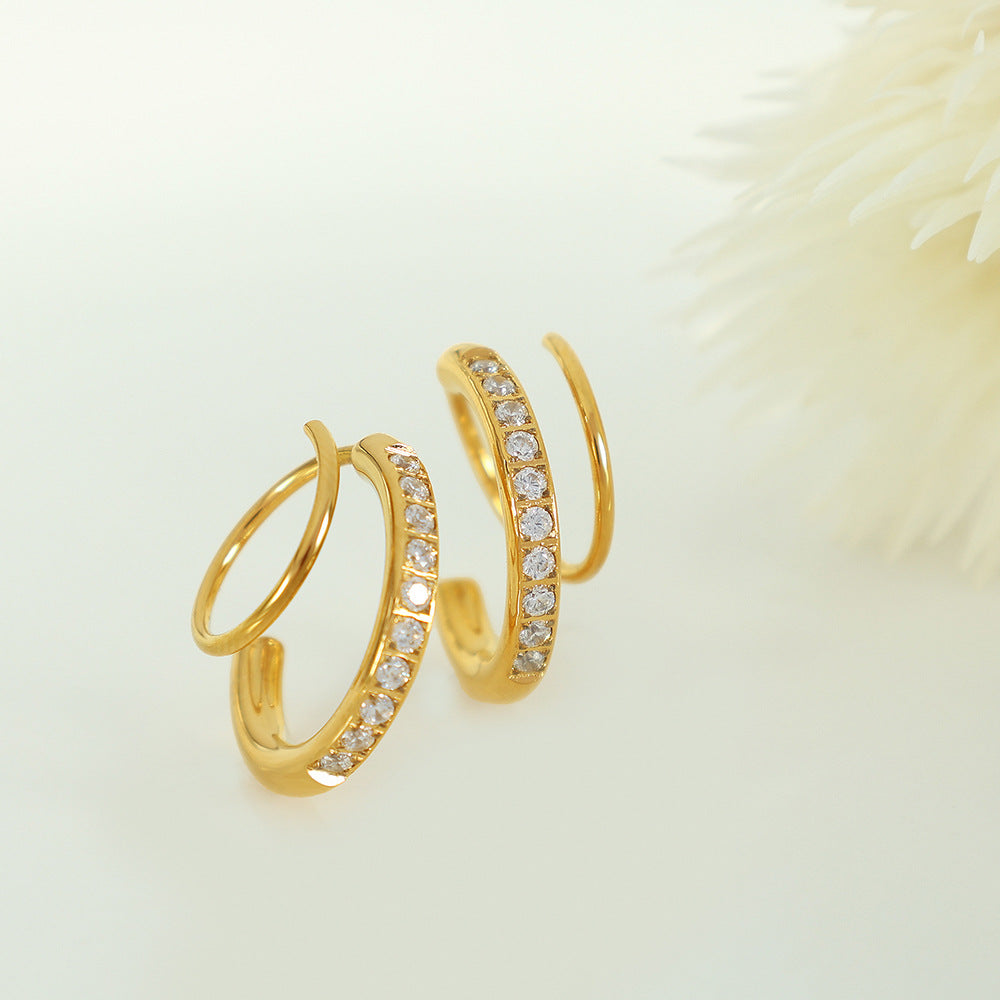 Exaggerated Zircon-Plated Earrings